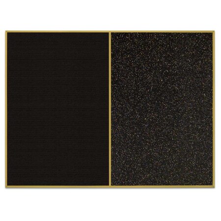 United Visual Products Sliding Door Indoor Enclosed Corkboard, 9 UV9011ACS-BLACK-APRICOT